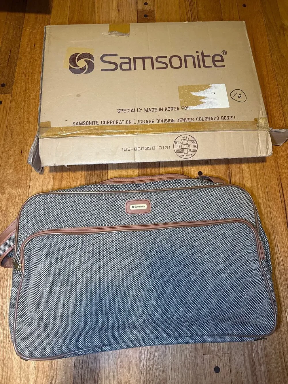 Vtg Samsonite Tweed Suitcase Special Collection Luggage Travel Case 14” in